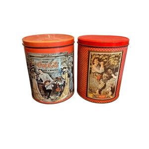 Vintage Coca-Cola Metal‎ Tins Set of 2 Americana Decor